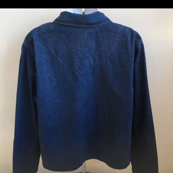 Vintage Y2K Embroidered Dark Wash Denim Jacket sz L - Picture 3 of 10